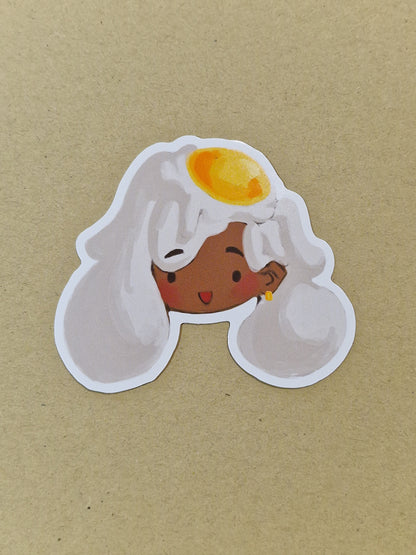 EGG GIRL KEYCHAIN AND A RANDOM STICKER