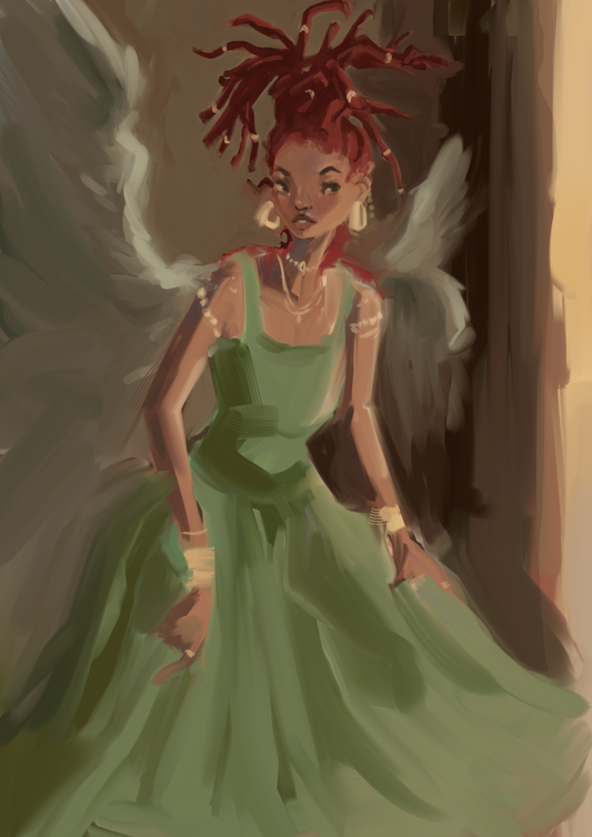 GREEN AiNGEL - A5 ART PRINT