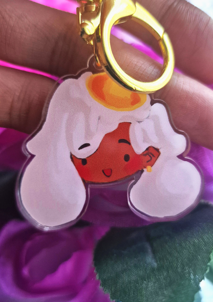 EGG GIRL KEYCHAIN AND MATCHING STICKER