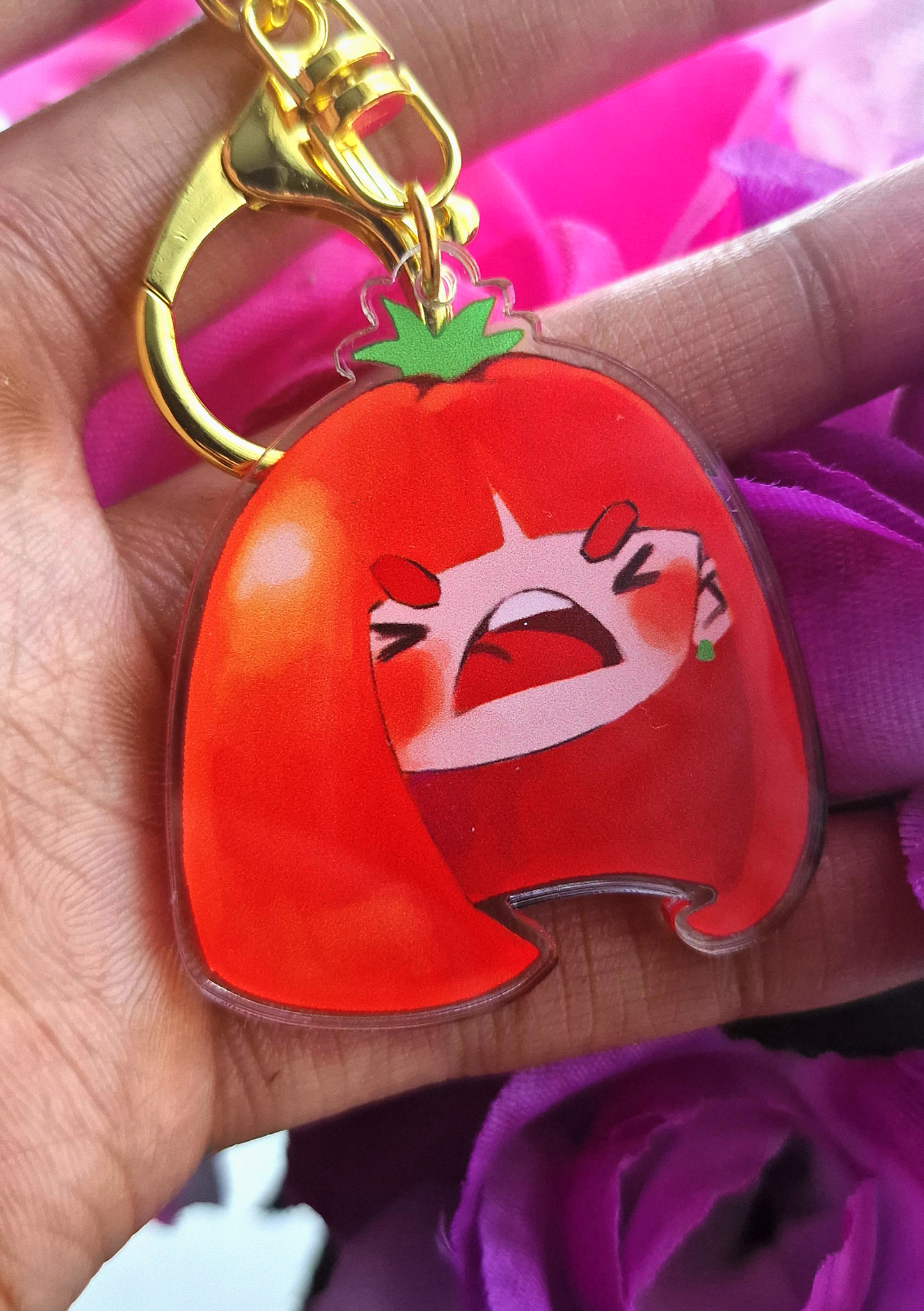 TOMATO GIRL KEYCHAIN AND MATCHING STICKER