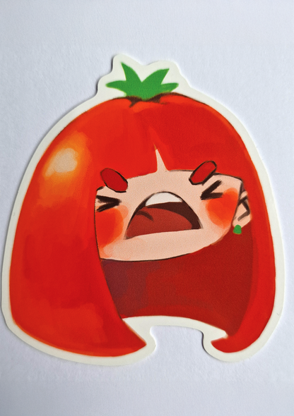 TOMATO GIRL KEYCHAIN AND MATCHING STICKER